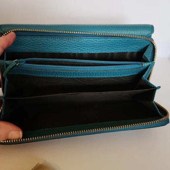 Gucci Interlocking GG Long Doublesided Wallet- Turquoise w/Box - Picture 6 of 14